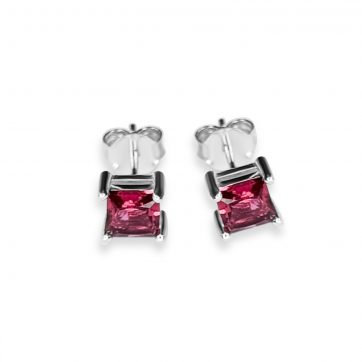 petsios Silver stud earrings with ruby stone