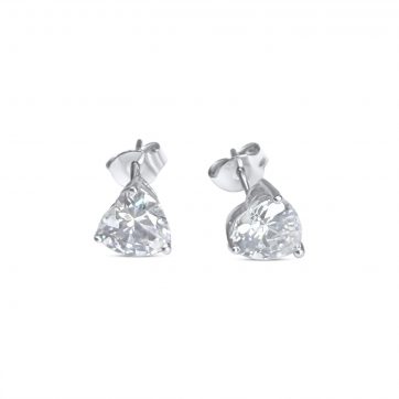 petsios Silver stud heart earrings with zircon stone