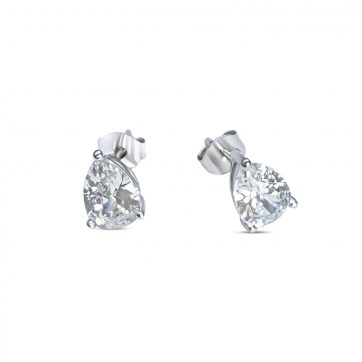 petsios Silver stud earrings with zircon stone