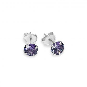 petsios Silver stud earrings with amethyst stone