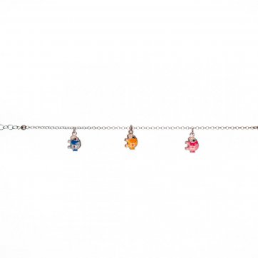 petsios Βραχιόλι με κρεμαστά ελέφαντες με σμάλτο