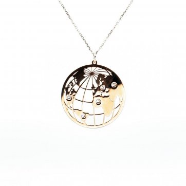 petsios Κολιέ υδρόγειος με ζιργκόν πέτρες σε ροζ χρυσό