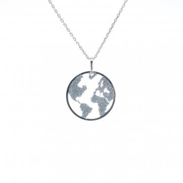 petsios Silver globe necklace with glitter 