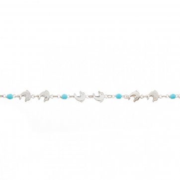 petsios Βραχιόλι με δελφίνια και μπλε χάντρες