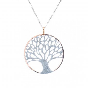petsios Κολιέ δέντρο της ζωής με γκλίτερ σε ροζ χρυσό